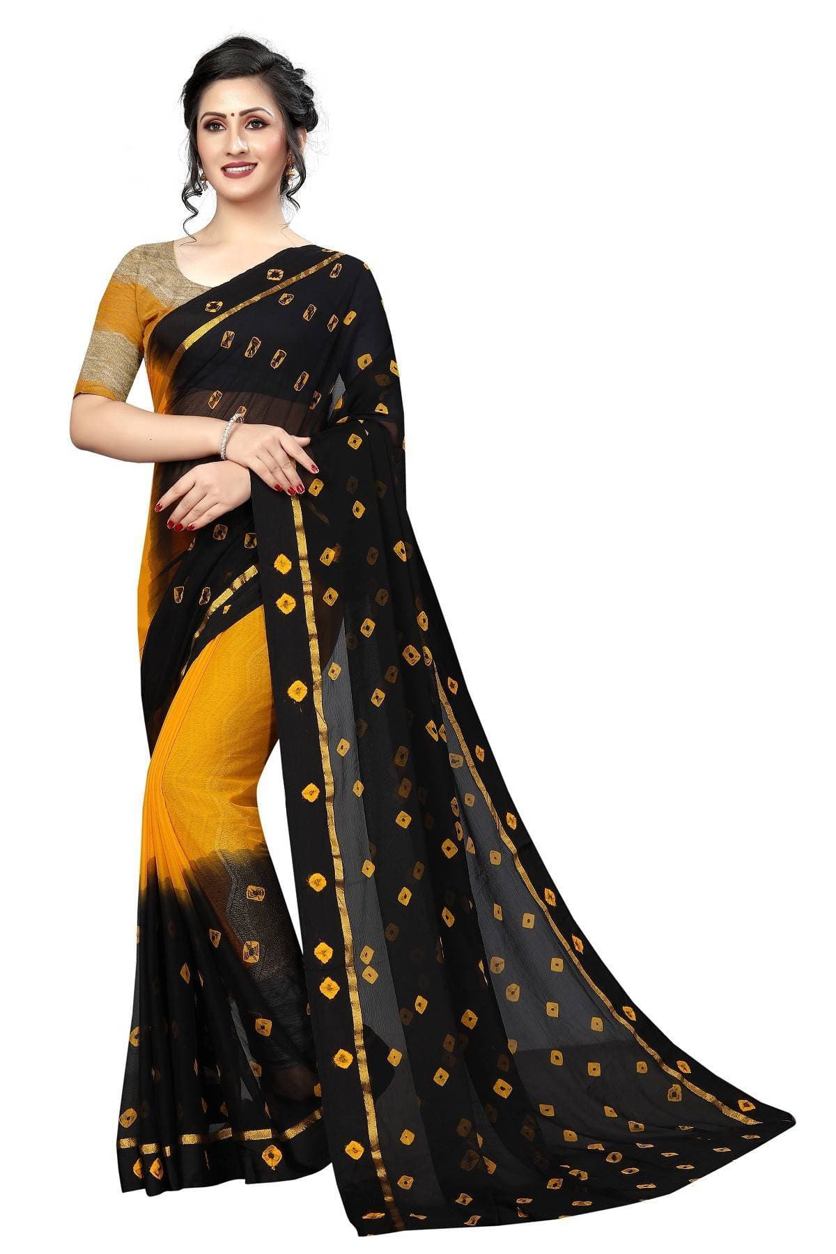 Vamika Black Chiffon with Satin Border Designer Saree | Grocsy