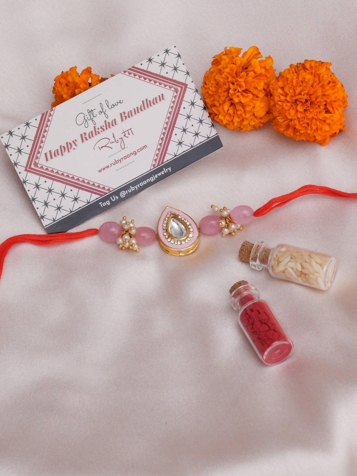 Designer kundan Rakhi - Ruby Raang | Grocsy