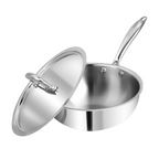 Vinod Platinum Triply Stainless Steel Deep Frying Pan with Lid | Grocsy