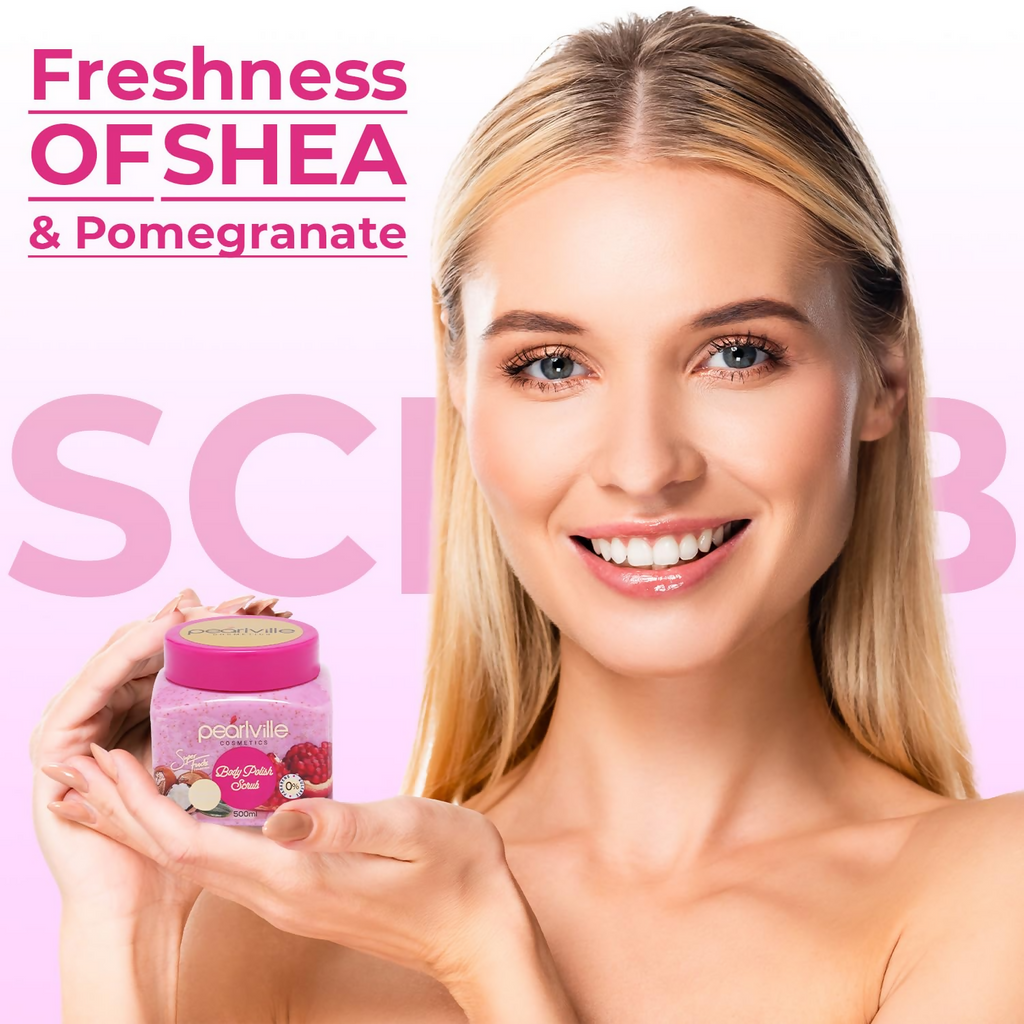 Pearlville Super Foods Collection Pomegranate Shea Butter Body Polish Scrub | Grocsy