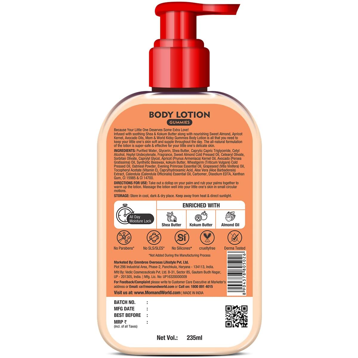 Mom & World Kidsy Gummies Moisturising Body Lotion | Grocsy