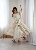 Teeya Creation White Color Mal Chanderi Silk Hand Embroidery Work Long Gown | Grocsy