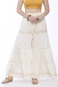 Mominos Fashion Cotton Off White Stripe With Gota Sharara | Grocsy