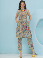 Joban Fashion Floral Co Ord Set With Embellished Sling Bag - Multi | Grocsy