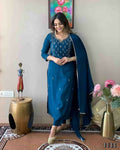 Ethnic Festive Wear Reyon Slub Rama Stitched Suit With Dupatta - Tanisha | Grocsy