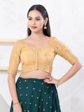 Joban Fashion Gold Shimmer Elbow Sleeveless Front Open Blouse | Grocsy