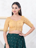 Joban Fashion Gold Shimmer Elbow Sleeveless Front Open Blouse | Grocsy