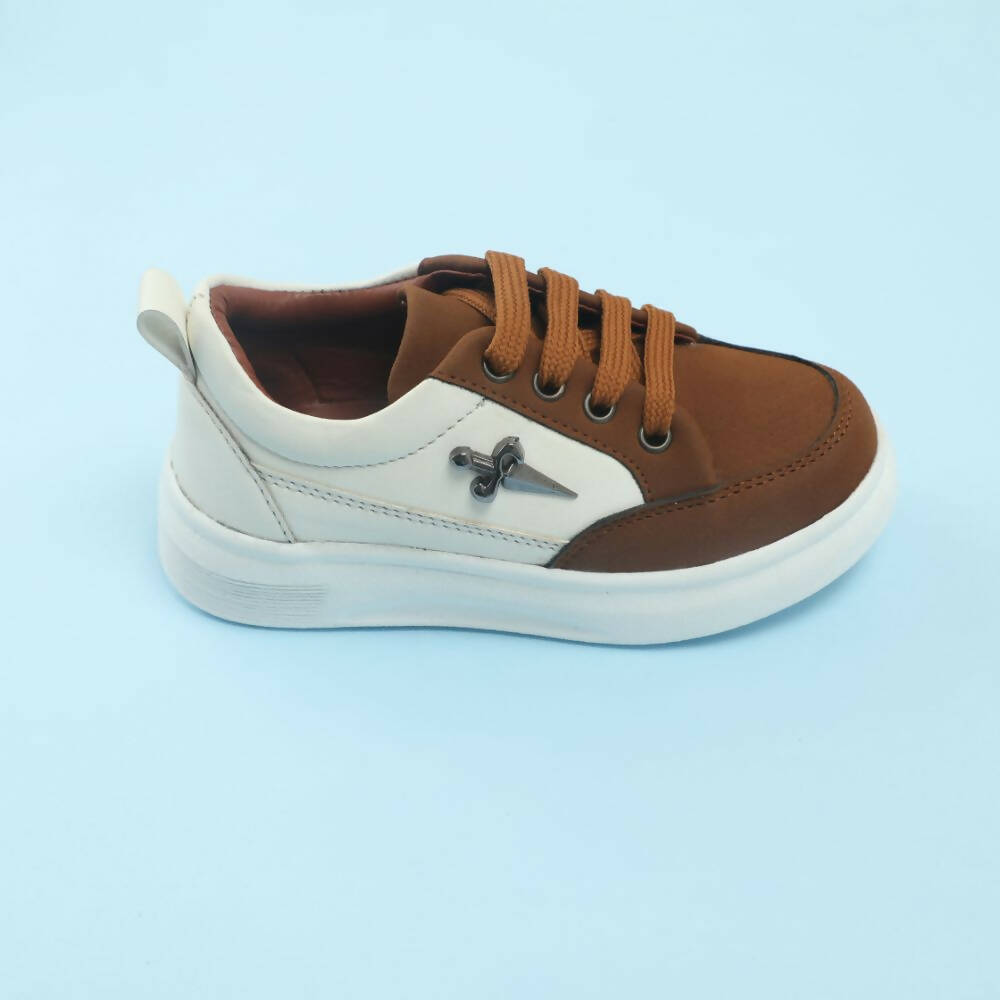 Tiny Bugs Boys Lace Up Casual Shoes - Brown | Grocsy