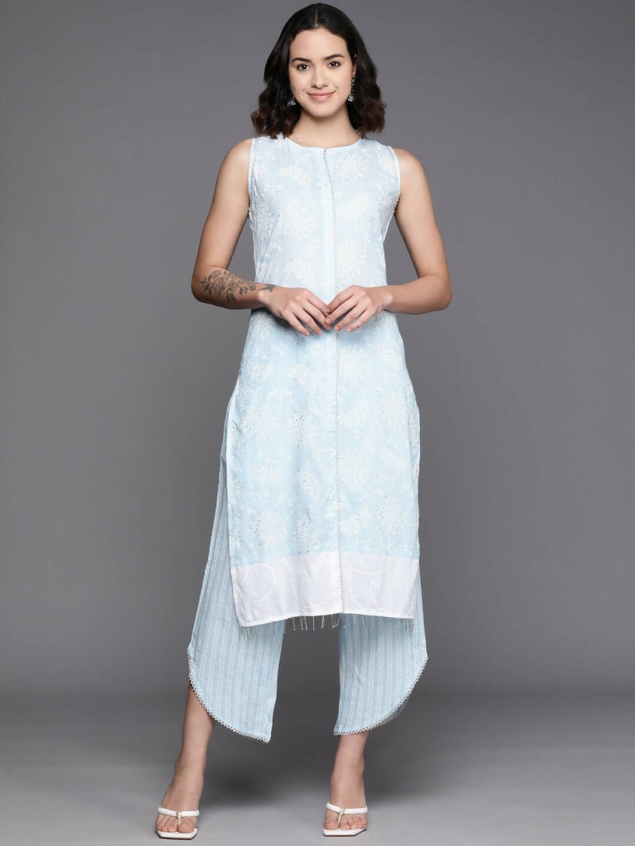 Ahalyaa Women's Traditional Wea Kurta Set - Aqua | Grocsy