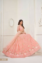 Eilara Women'S Peach Butterfly Net With Sequins And Embroidery Work Lehenga Choli For Party Wear | Grocsy
