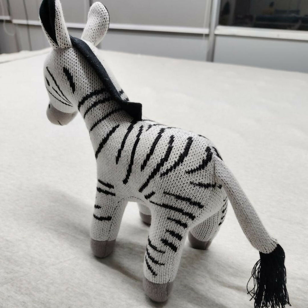 Nesta Toys Zebra Plush Toy For Kids – Snuggly Knitted Cotton Soft Toy | Grocsy
