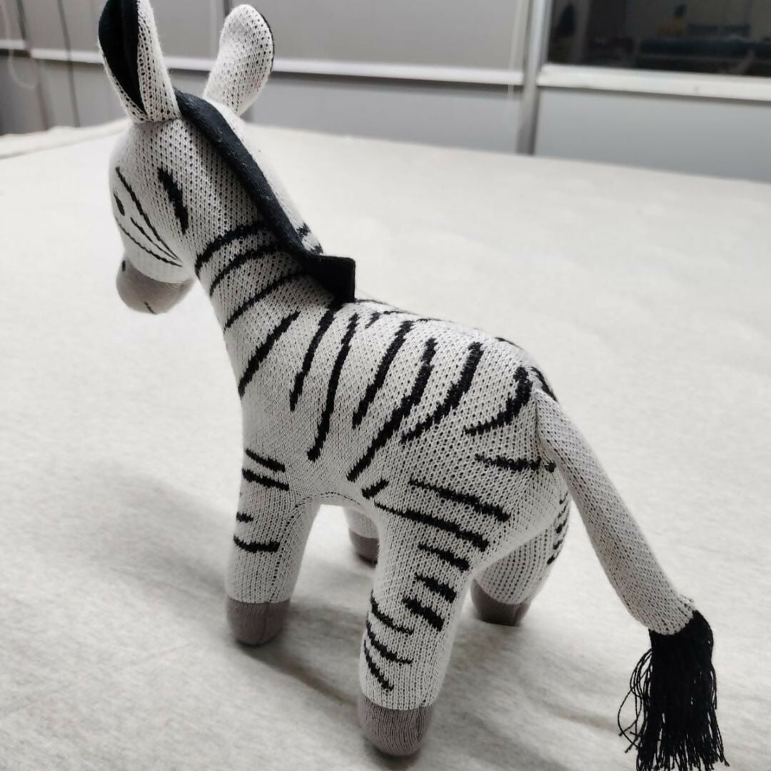 Nesta Toys Zebra Plush Toy For Kids – Snuggly Knitted Cotton Soft Toy | Grocsy