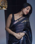DEIANA'S Beautiful Designer Golden zari Soft Lichi Silk Saree - Black | Grocsy