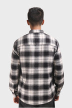 Xkind Black Flannel Checks Regular Fit Shirt | Grocsy