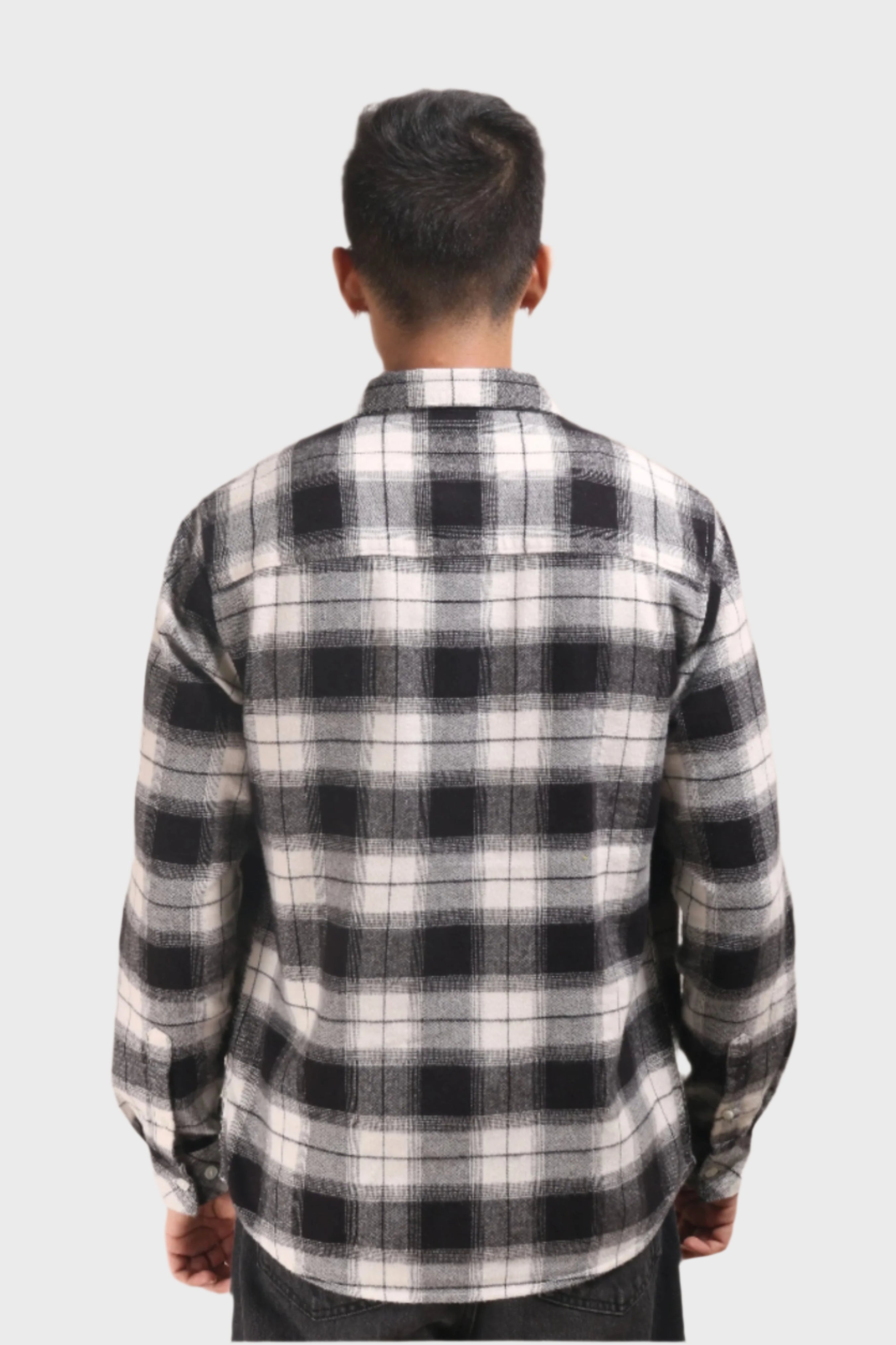 Xkind Black Flannel Checks Regular Fit Shirt | Grocsy