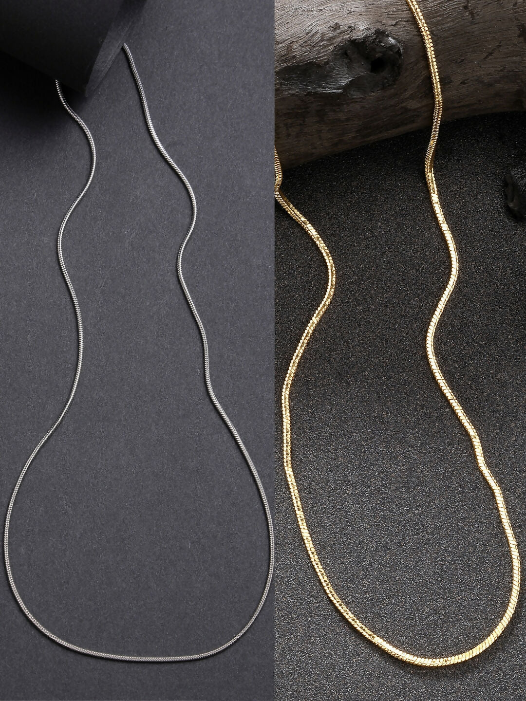 NVR Women's Set of 2 Silver & Gold Rhodium-Plated Minimal Chain | Grocsy