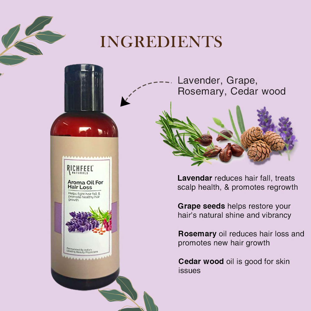 Richfeel Hair Loss Oil with Rosemary Lavender & Grapeseed | Grocsy