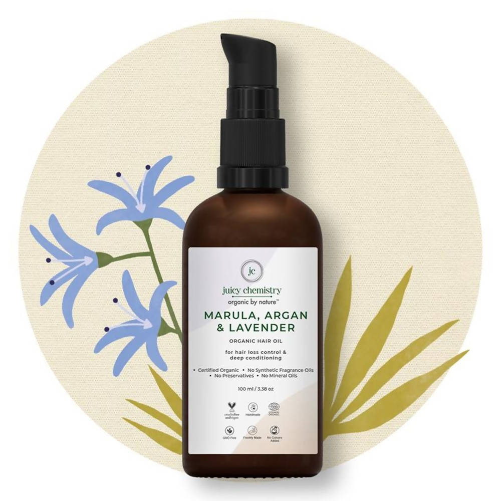 Juicy Chemistry Marula, Argan & Lavender Organic Hair Oil | Grocsy