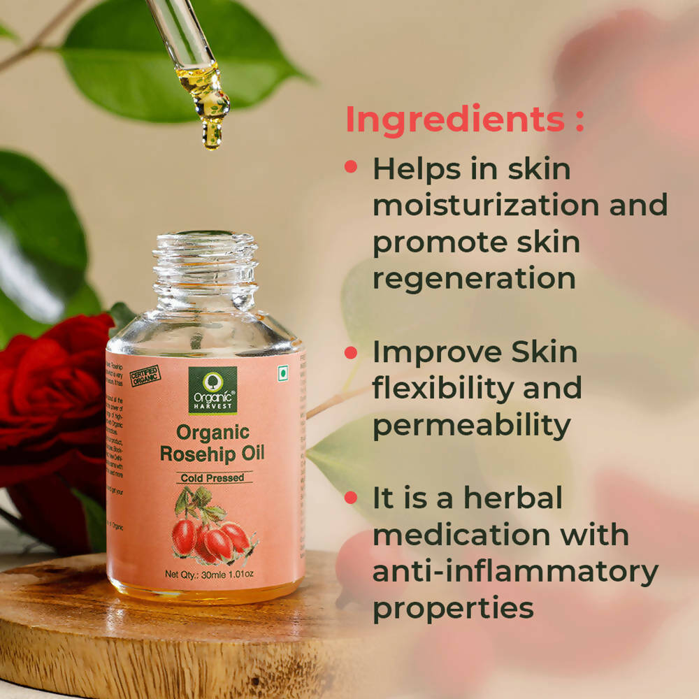 Organic Harvest Cold-Pressed Rosehip Seed Oil | Grocsy