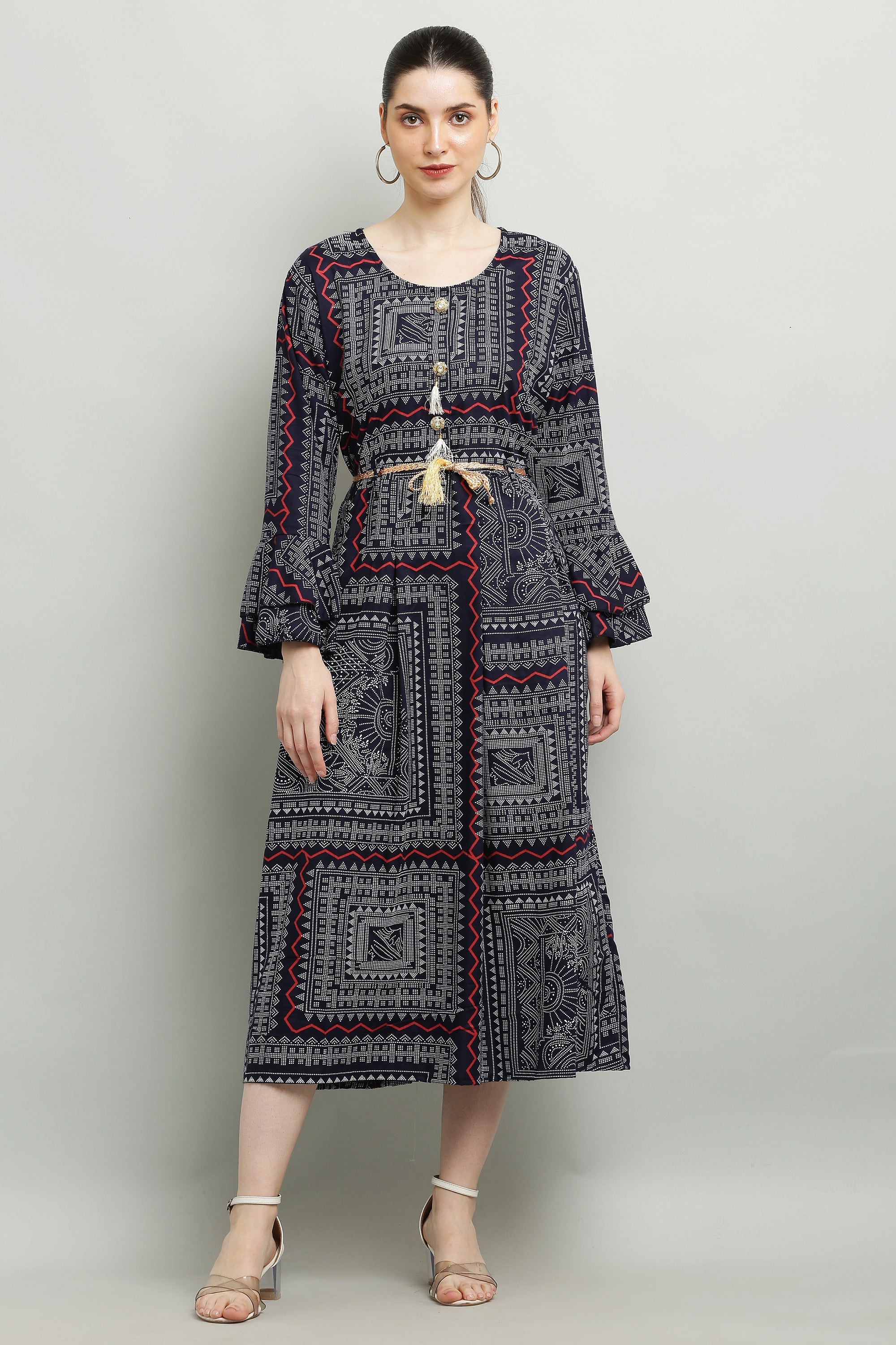 PAVONINE Navy Blue Color White Printed Kurta For Women | Grocsy