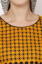 PAVONINE Mustard Color Polka Dots Embroidery Dress For Women | Grocsy