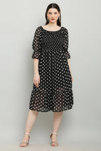 PAVONINE Polka Dots Body Kansai Black Dress For Women | Grocsy
