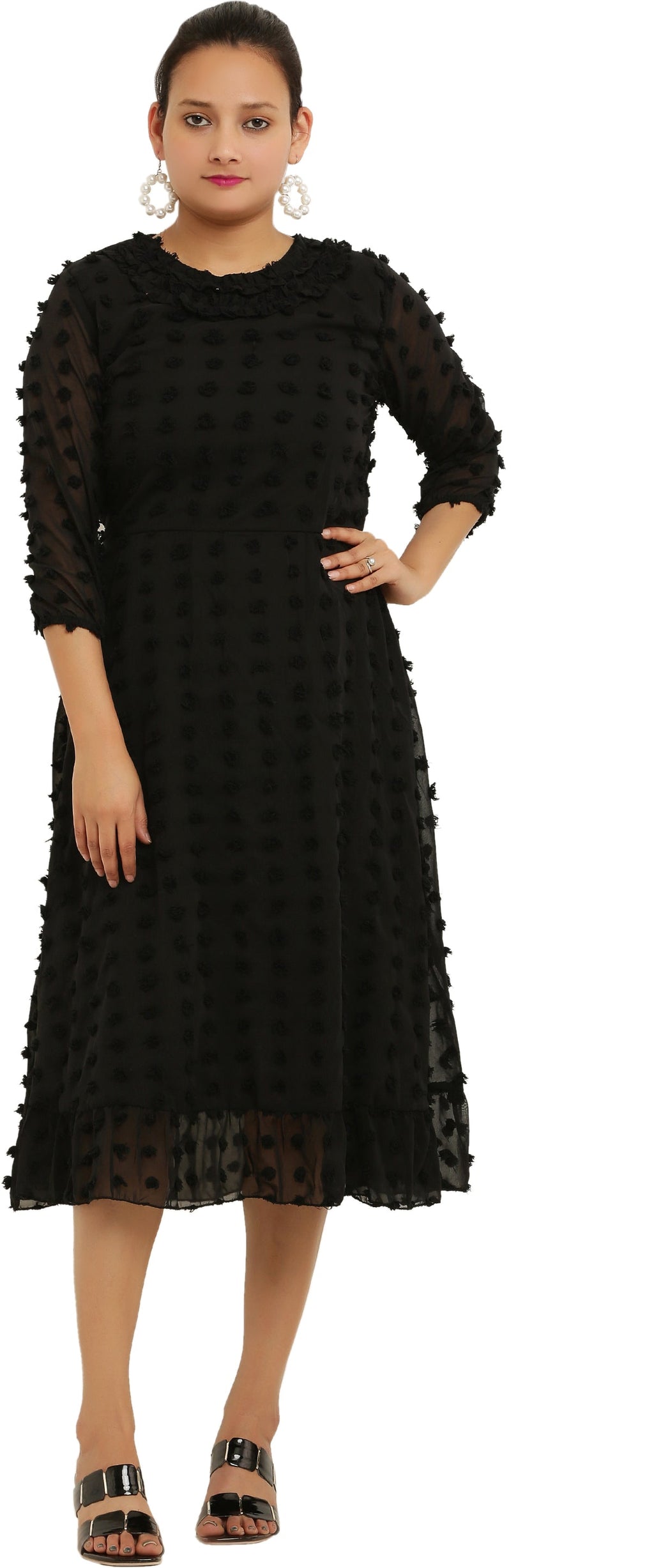 PAVONINE Buta-Design Black Dress For Girls & Women | Grocsy