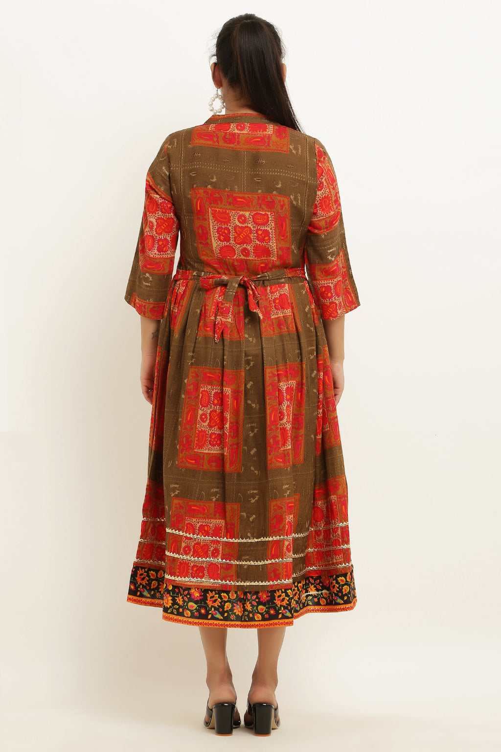 PAVONINE Jaipuri Block Print Mehandi Color Dress For Girls & Women | Grocsy