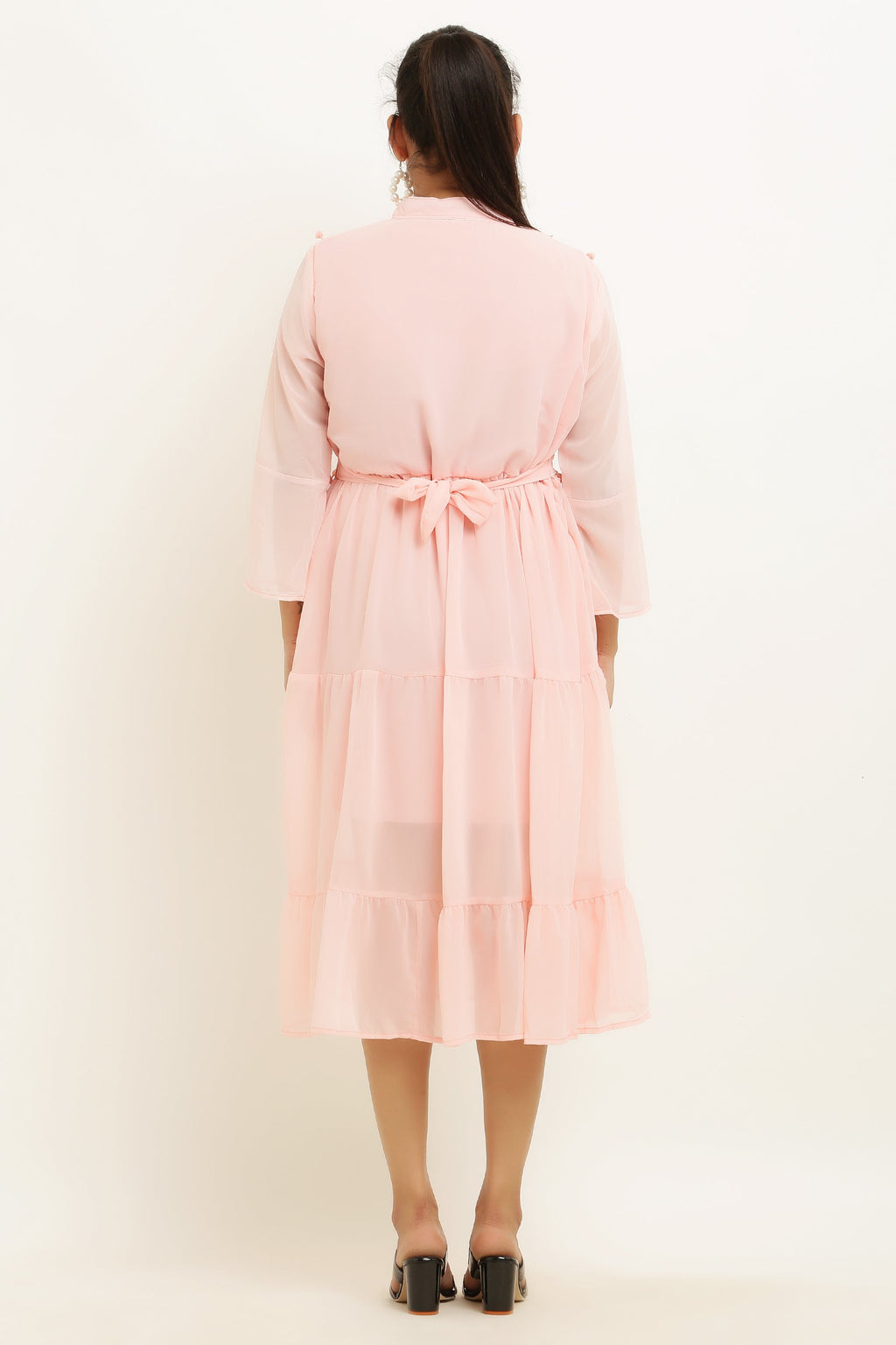 PAVONINE Pum Pum & Lace Inserted Pink Color Dress For Girls & Women | Grocsy