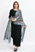 Mominos Fashion Moeza Women's Orgenza Multi Thread Mirror Work Grey Dupatta | Grocsy