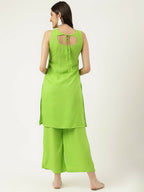 Joban Fashion Green Rayon and Embroidered Work Straight Kurta Bottom Set | Grocsy
