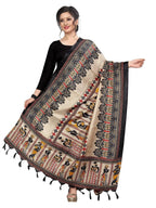 Vamika Black Latest Printed Khadi Beautiful Bhagalpuri Dupatta | Grocsy