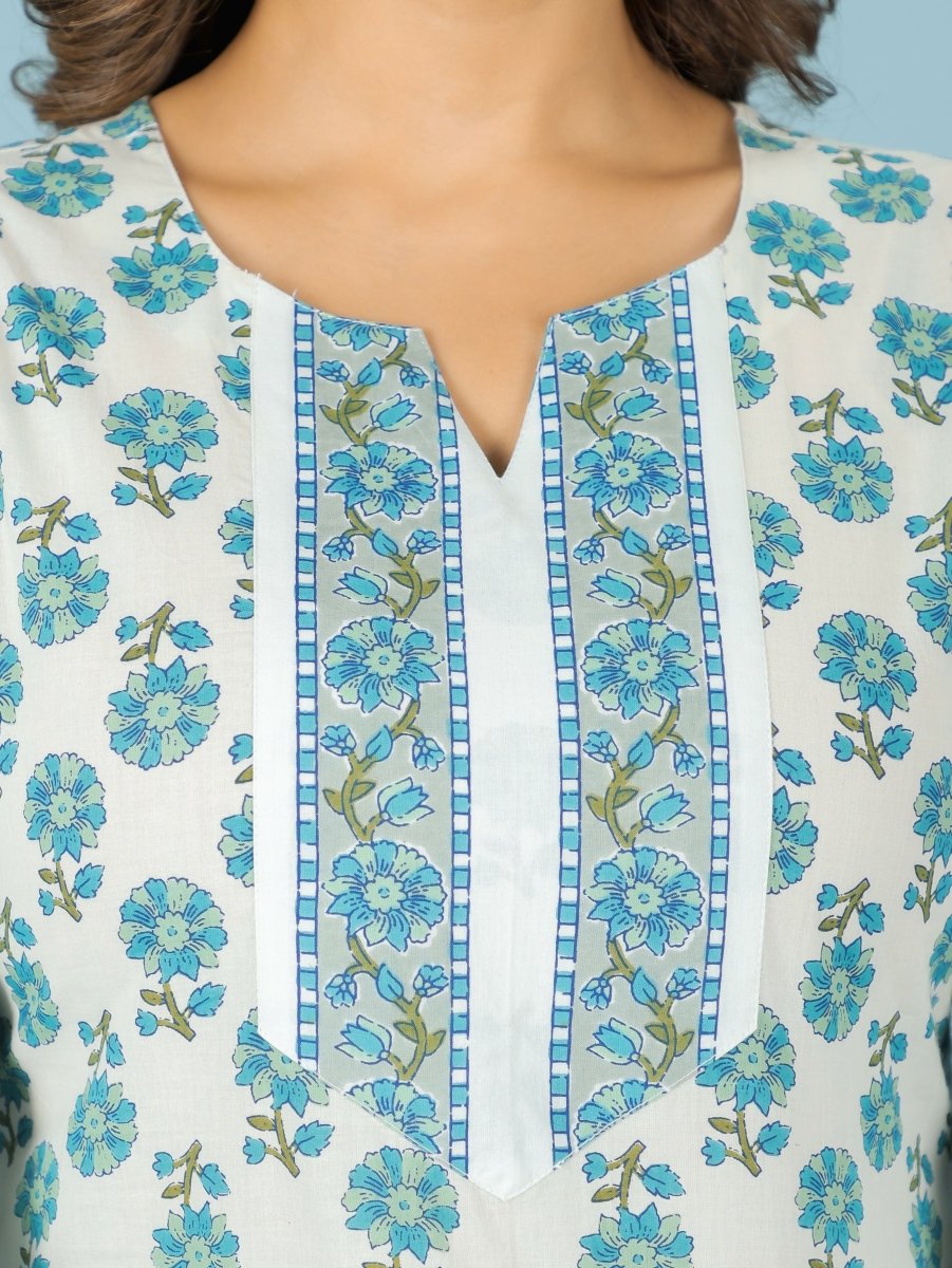 Aramya White Soft Cotton Floral Straight Kurta for Women | Grocsy
