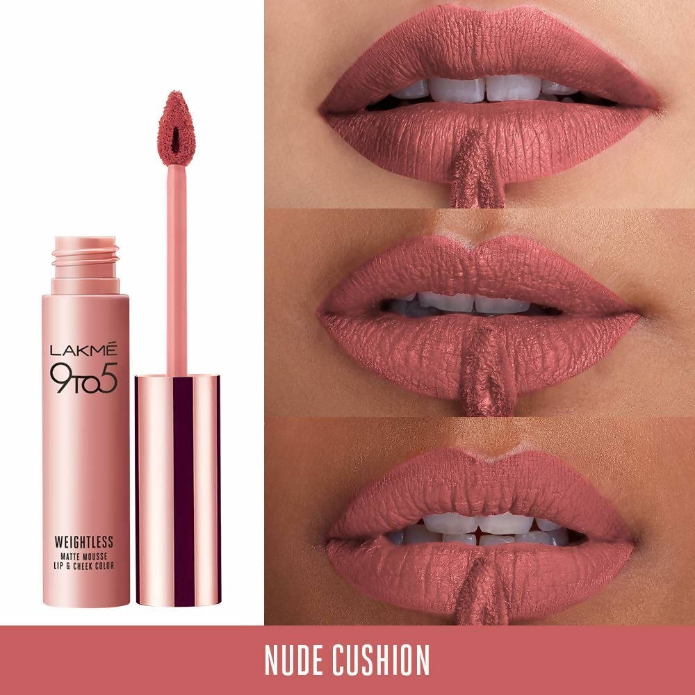 Lakme 9 To 5 Weightless Matte Mouse Lip & Cheek Color - Nude Cushion | Grocsy