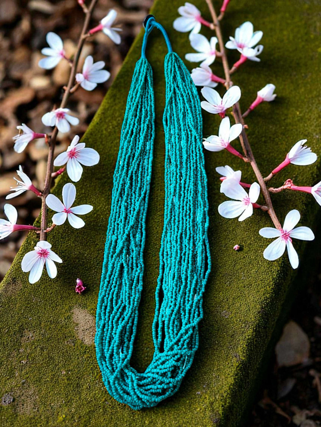 Inhanns Rangsaaz 20-Layer Luxe Long Beaded Only Necklace - Sea Green Only Necklace | Grocsy