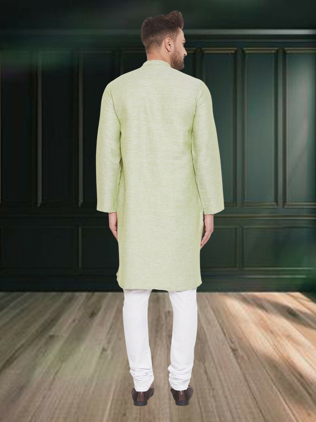 Even Apparels Men's Pure Cotton Green Kurta | Grocsy