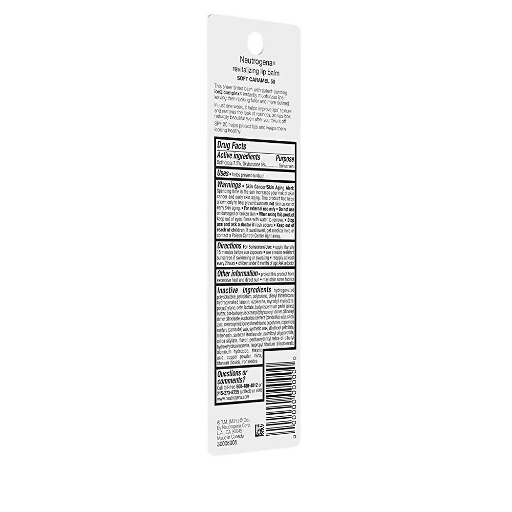 Neutrogena Revitalizing Lip Balm SPF 20, Soft Caramel 50 | Grocsy