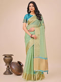 Shree Shyam Fashion Florance Green Organza Saree | Grocsy