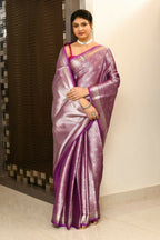 Joban Fashion Lavender Saree Georget Solver Brocket | Grocsy