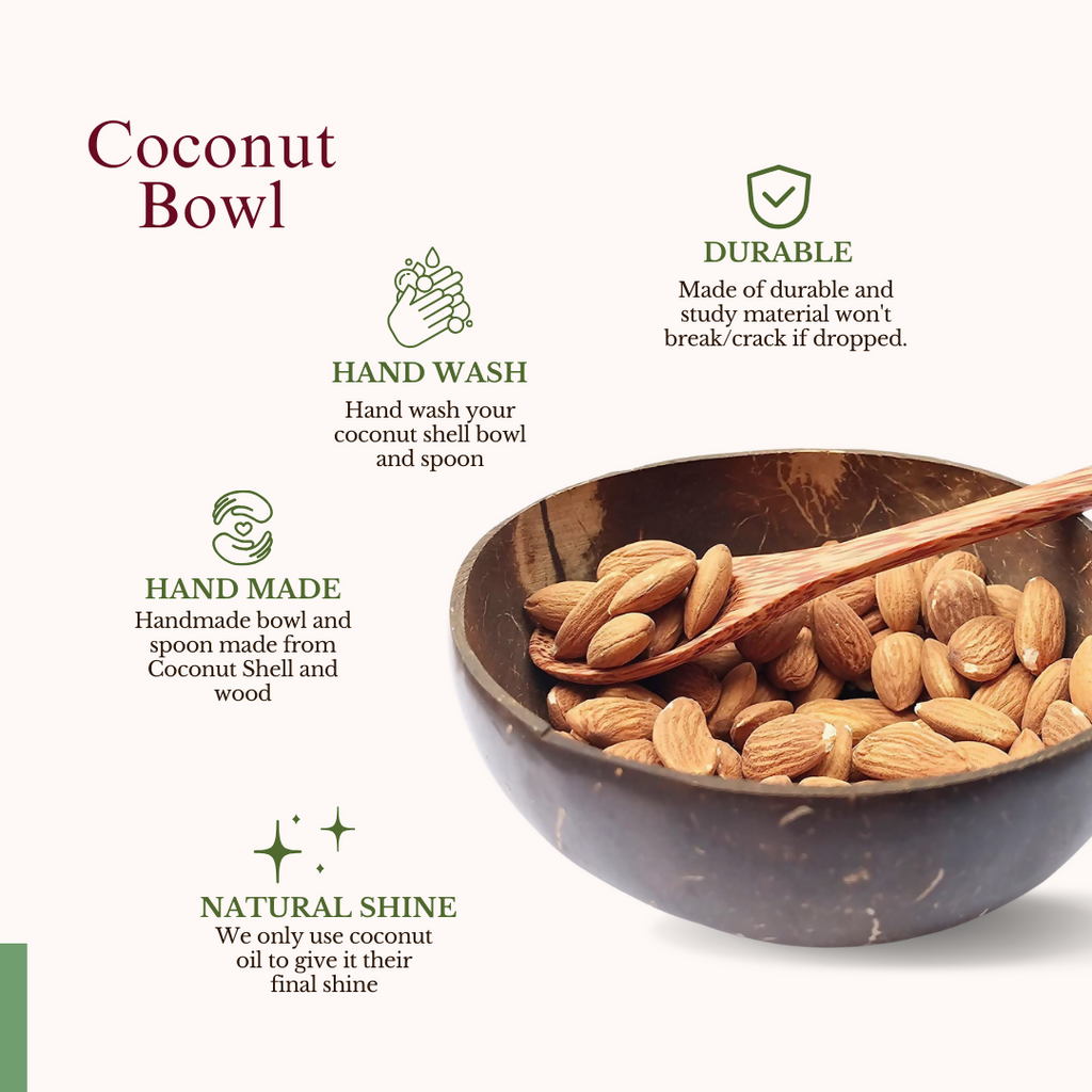 Thenga Handmade Jumbo Coconut Shell Bowls with Spoons | Grocsy