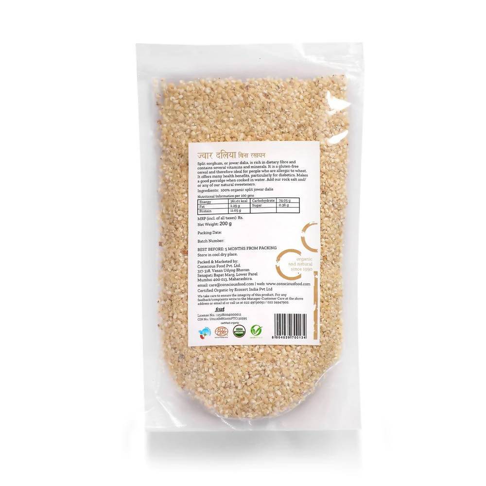 Conscious Food Organic Split Sorghum (Jowar Dalia) | Grocsy