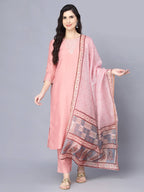 Myshka Women Peach-Coloured Layered Kurta with Trousers With Dupatta | Grocsy