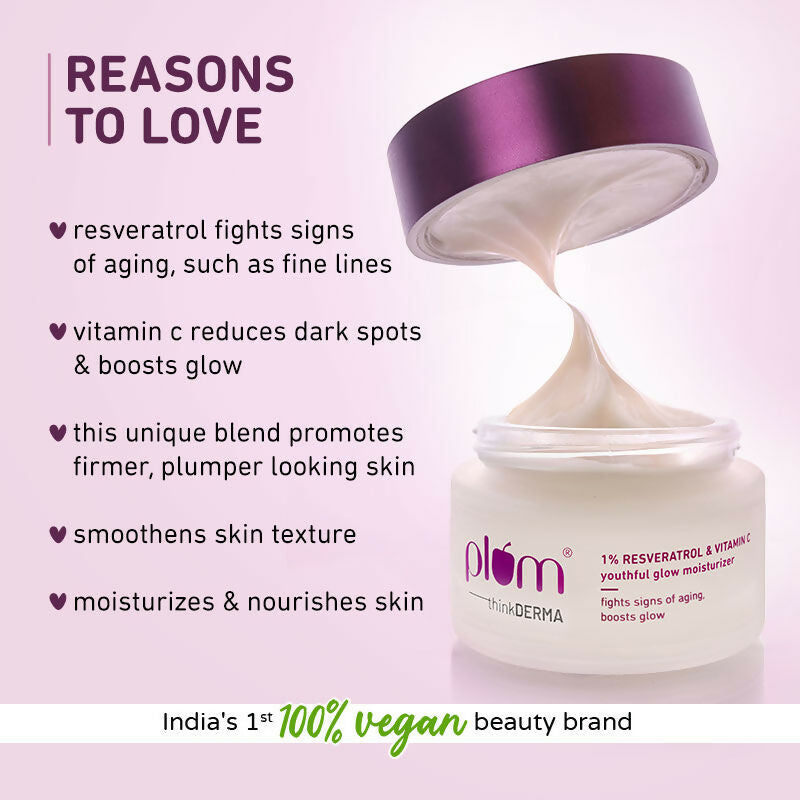 Plum 1% Resveratrol & Vitamin C Anti-Aging Moisturizer For Glowing Skin | Grocsy