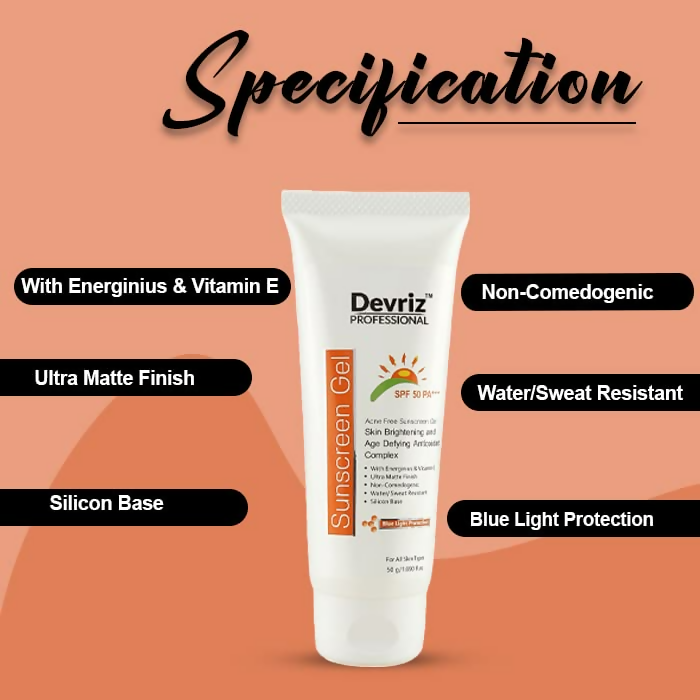 Devriz Professional Sunscreen Gel Spf 50 Pa+++ | Grocsy