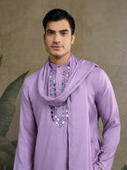 Vastranavya Dusty Pink Exclusive Viscose Rayon Festival Wear Real Mirror Work Kurta with Dupatta | Grocsy
