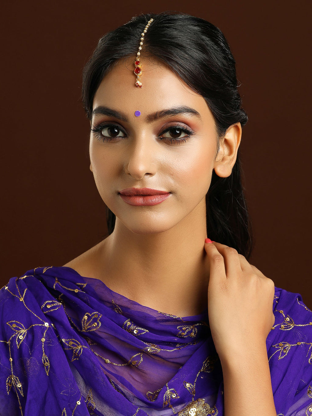 Ruby Raang Red Kundan Maang Tikka | Grocsy