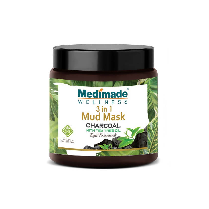 Medimade Wellness 3 in 1 Mud Mask Charcoal with Tea Tree Oil | Grocsy