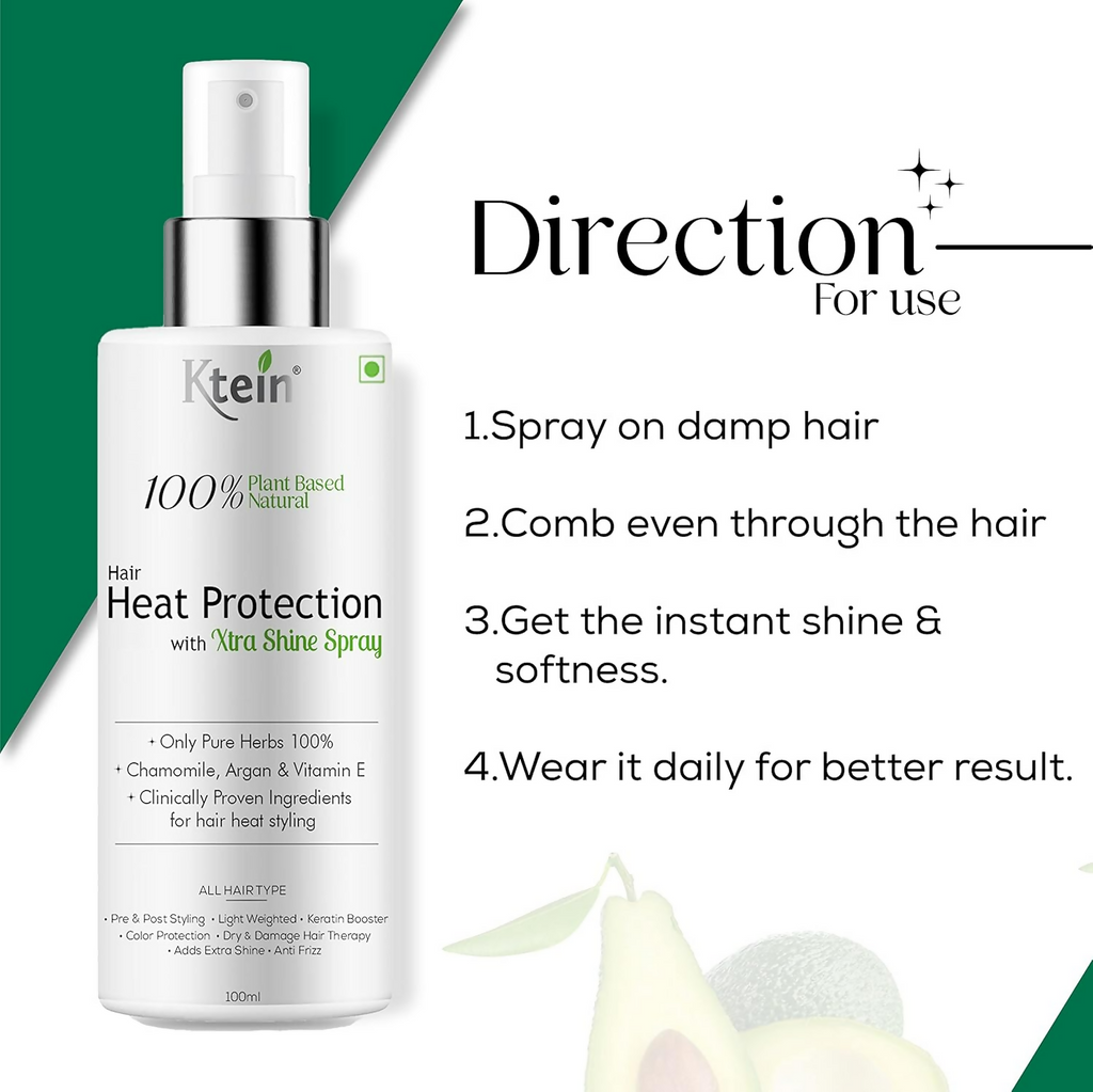 Ktein 100% Plant Based Hair Heat Protection Spray With Extra Shine Chamomile Argan And Vitamin E | Grocsy
