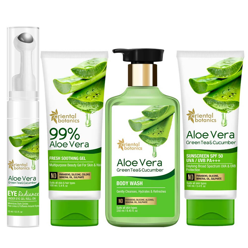 Oriental Botanics Aloe Vera, Green Tea & Cucumber Skin Radiance Combo | Grocsy