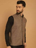 Even Apparels Pure Wool Nehru Jacket - Beige | Grocsy